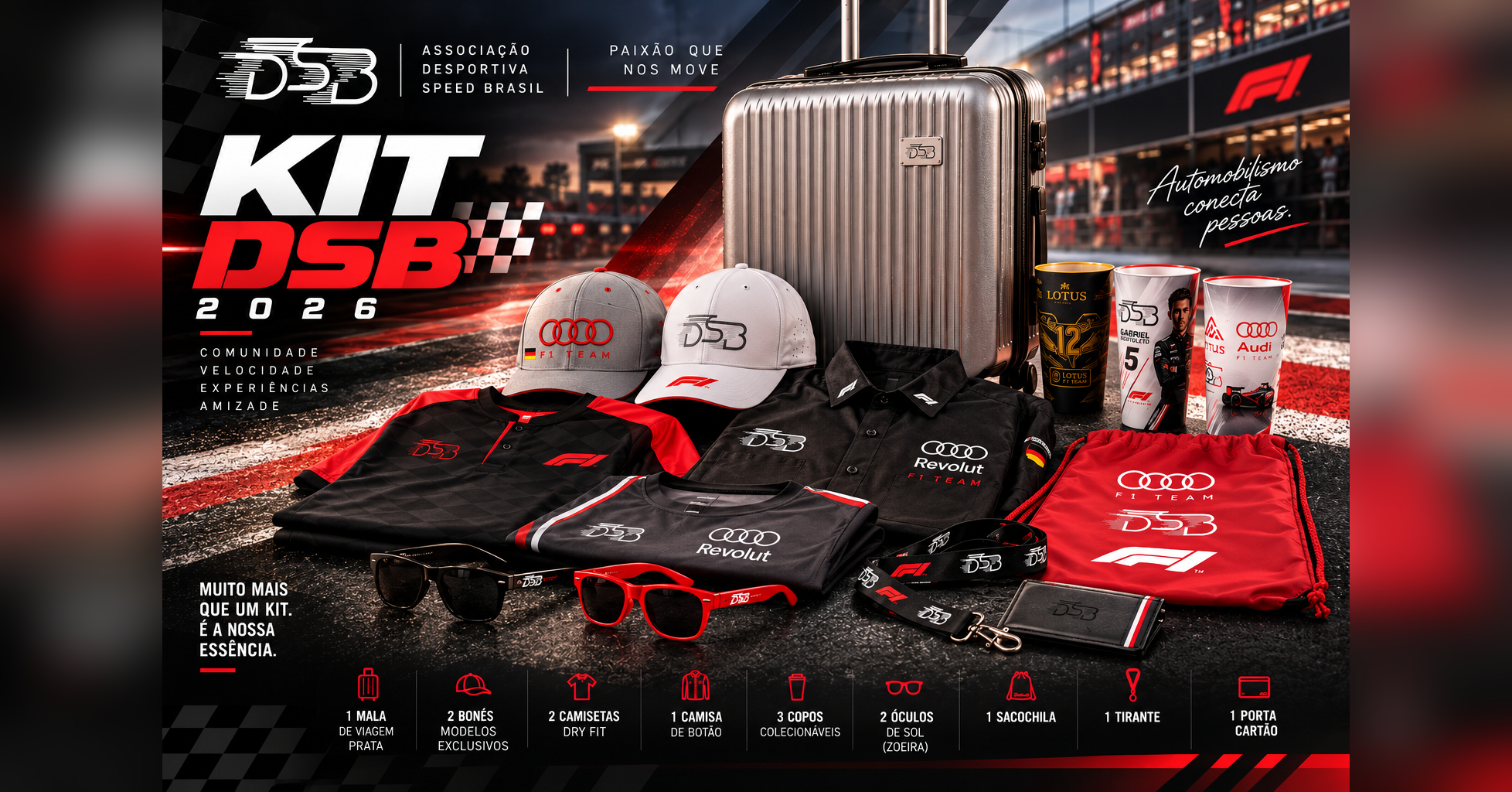 🏁 Bandeirada dada: Kit F1 DSB 2026 entregue no Carrera Kart